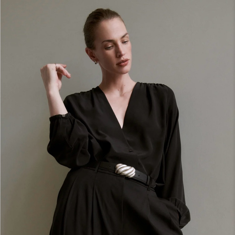 NWTs Jenni Kayne Silk Sydney Top - Black - XS